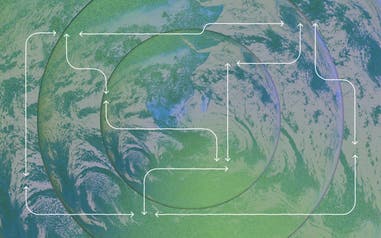 An illustration of Planet Earth spinning.