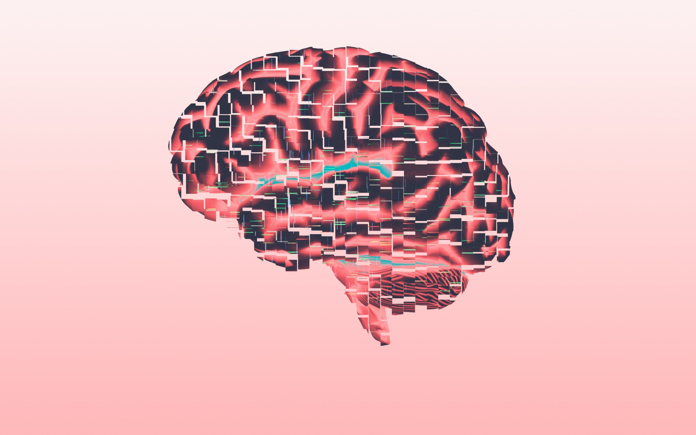 Squares illustrating to make a shape of the human brain.